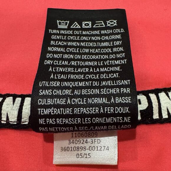 PINK Victoria’s Secret Ultimate 1/2 Zip Pullover Neon Pink  Long Sleeve Shirt XS - Picture 7 of 7